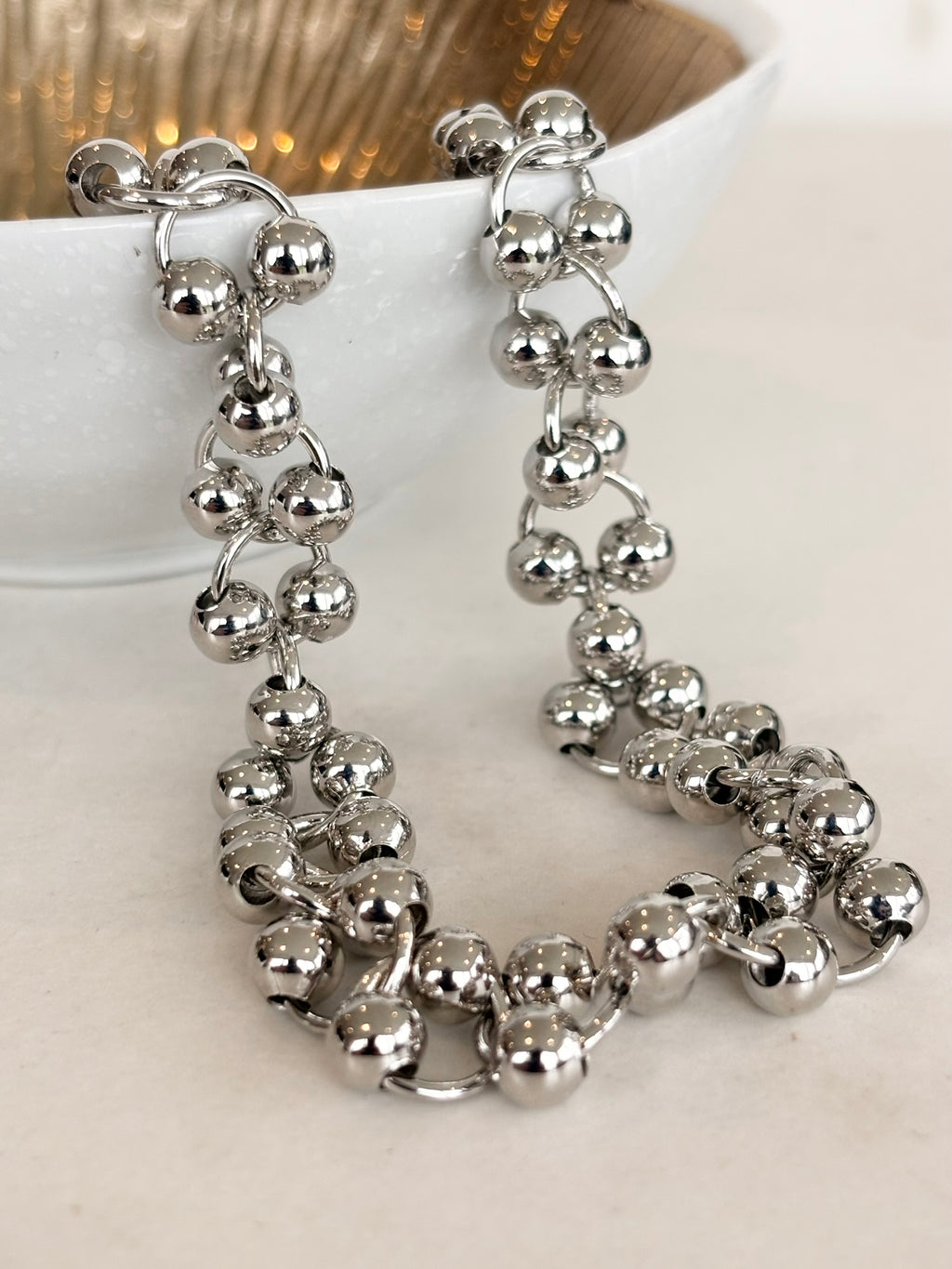 Silver Ball Chain Necklace, Stainless Steel