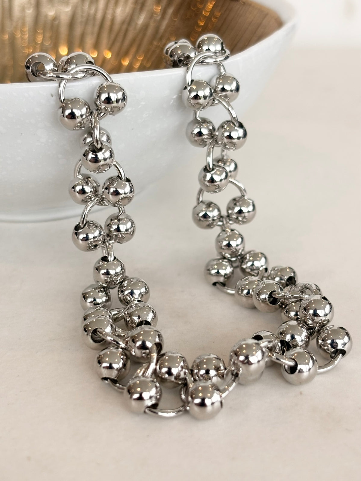 Silver Ball Chain Necklace, Stainless Steel
