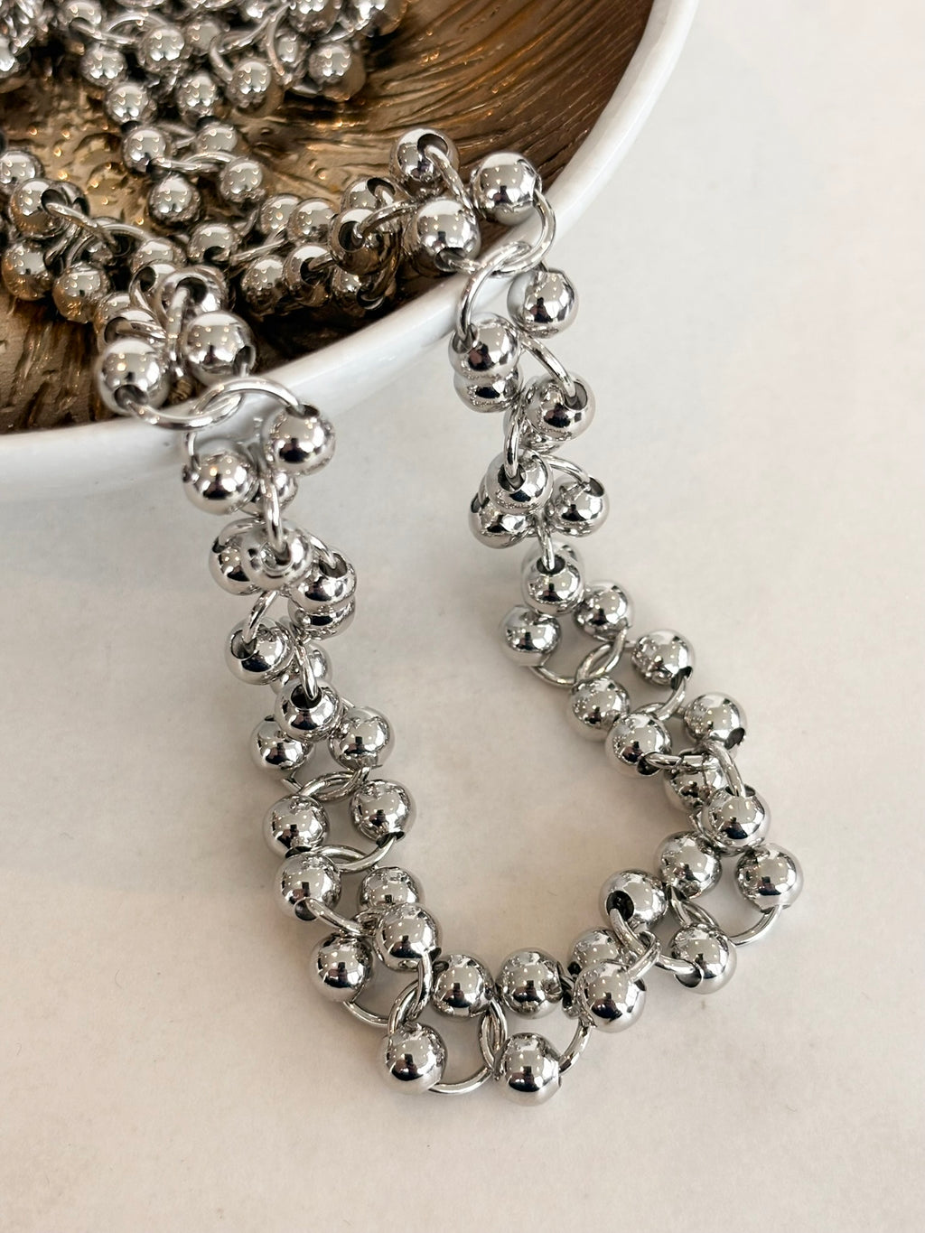 Silver Ball Chain Necklace, Stainless Steel