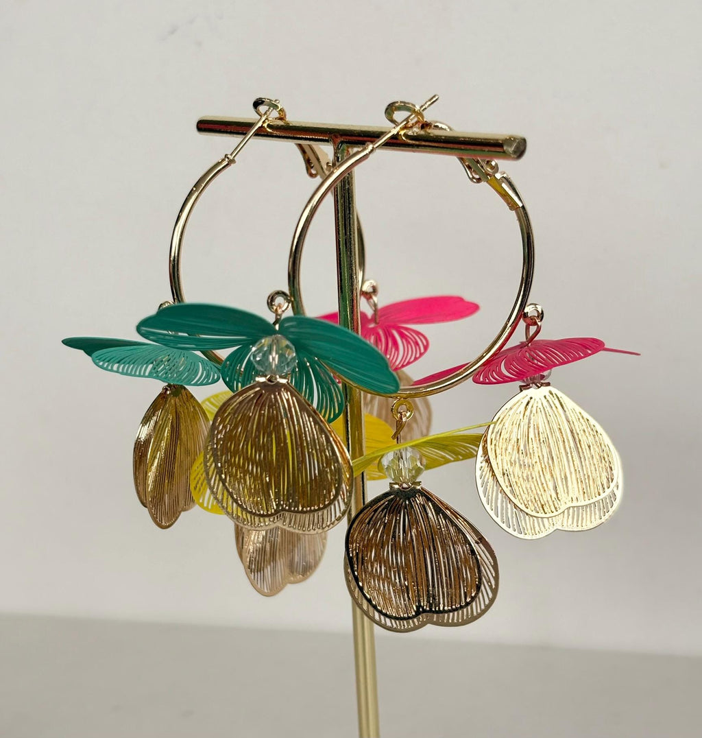 Multicolour Petal Hoop Earrings