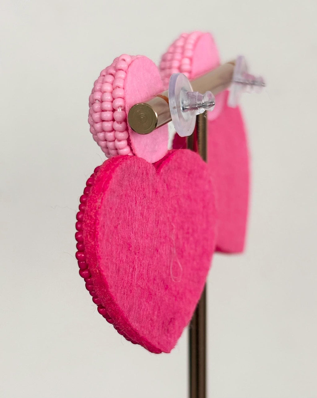 Pink Heart Drop Earrings