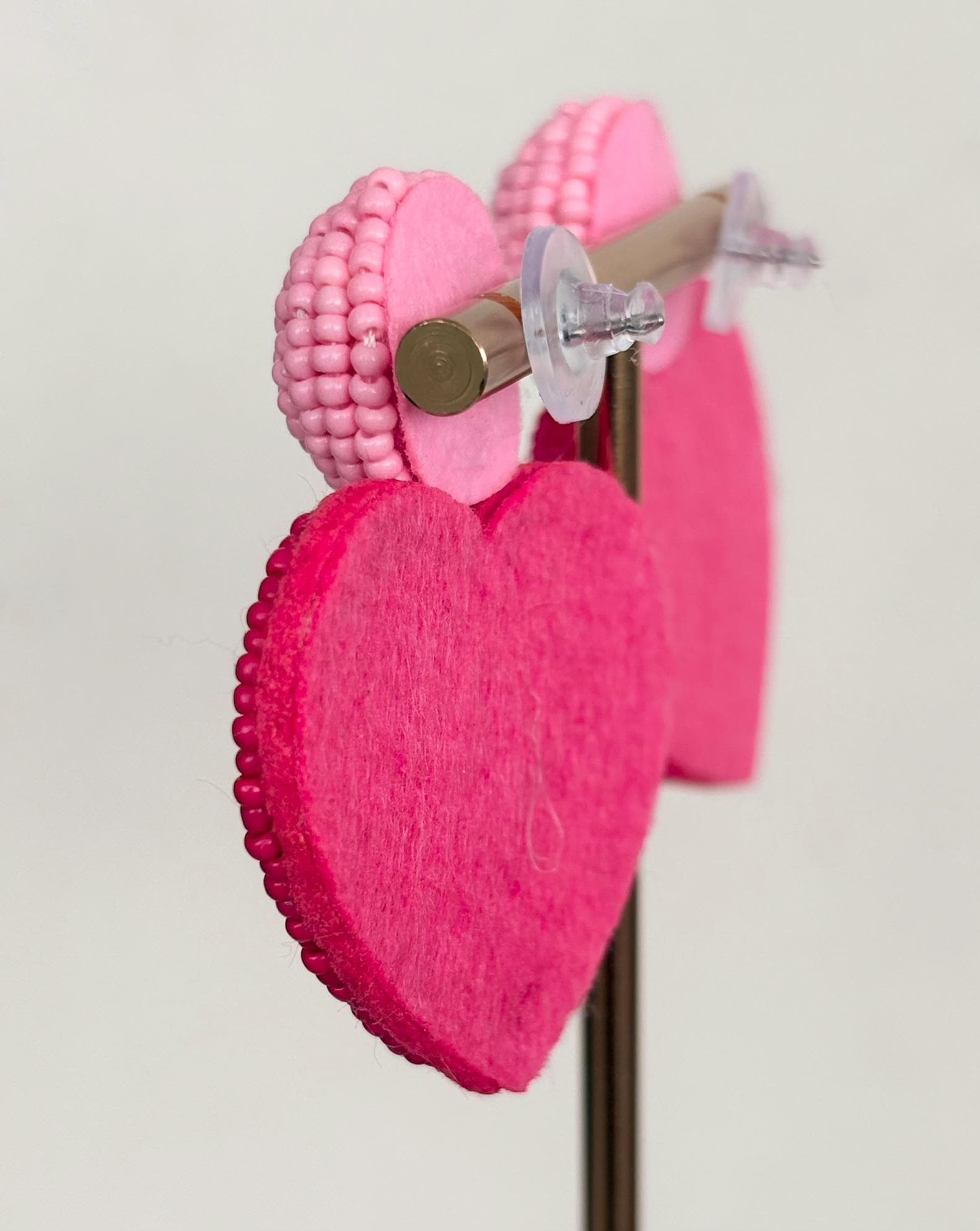 Pink Heart Drop Earrings