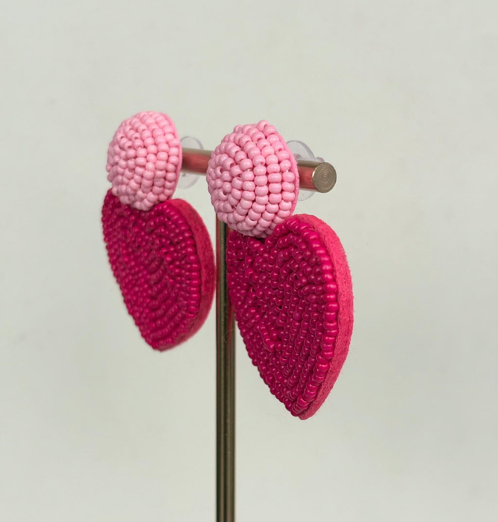 Pink Heart Drop Earrings