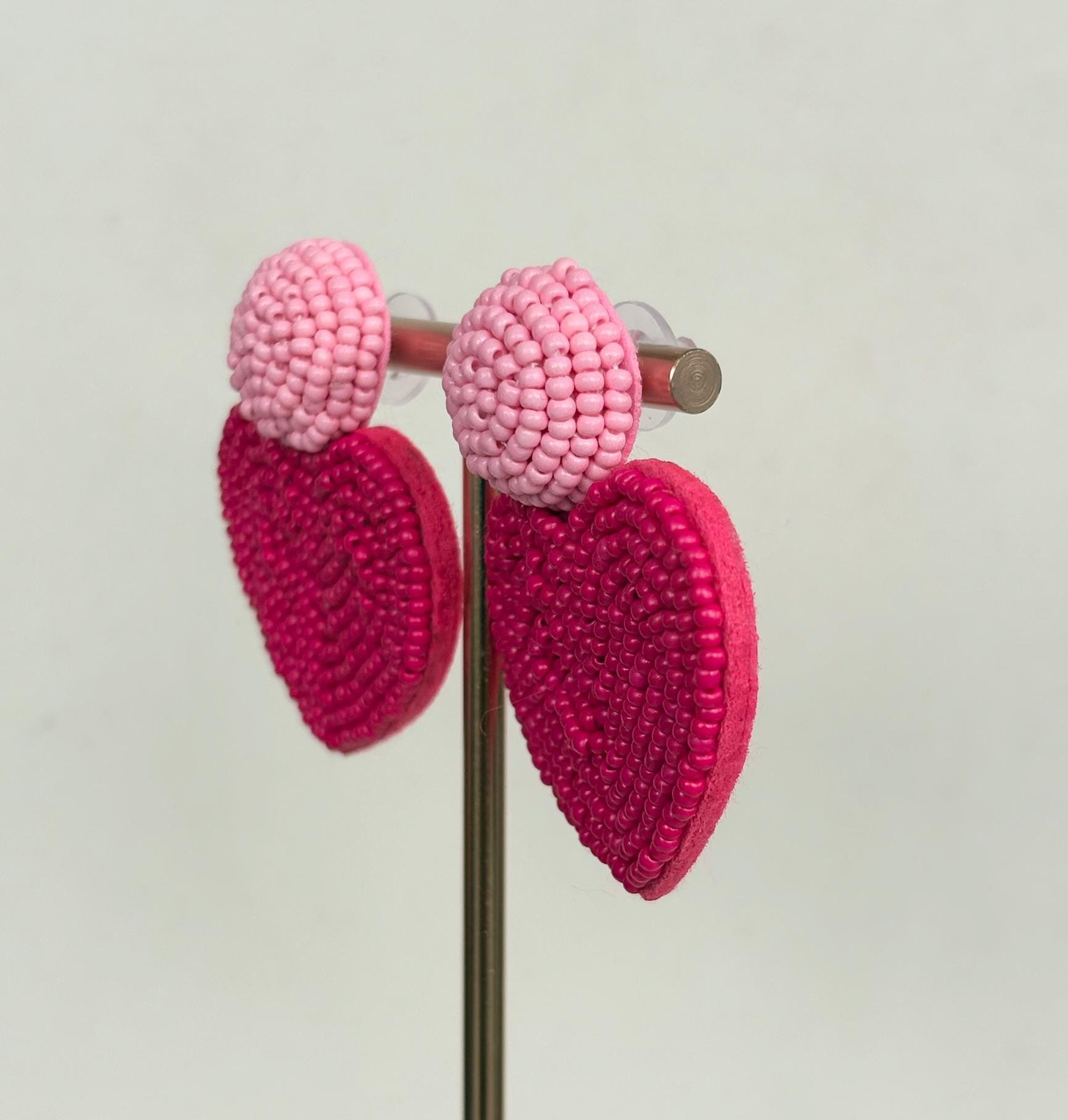 Pink Heart Drop Earrings