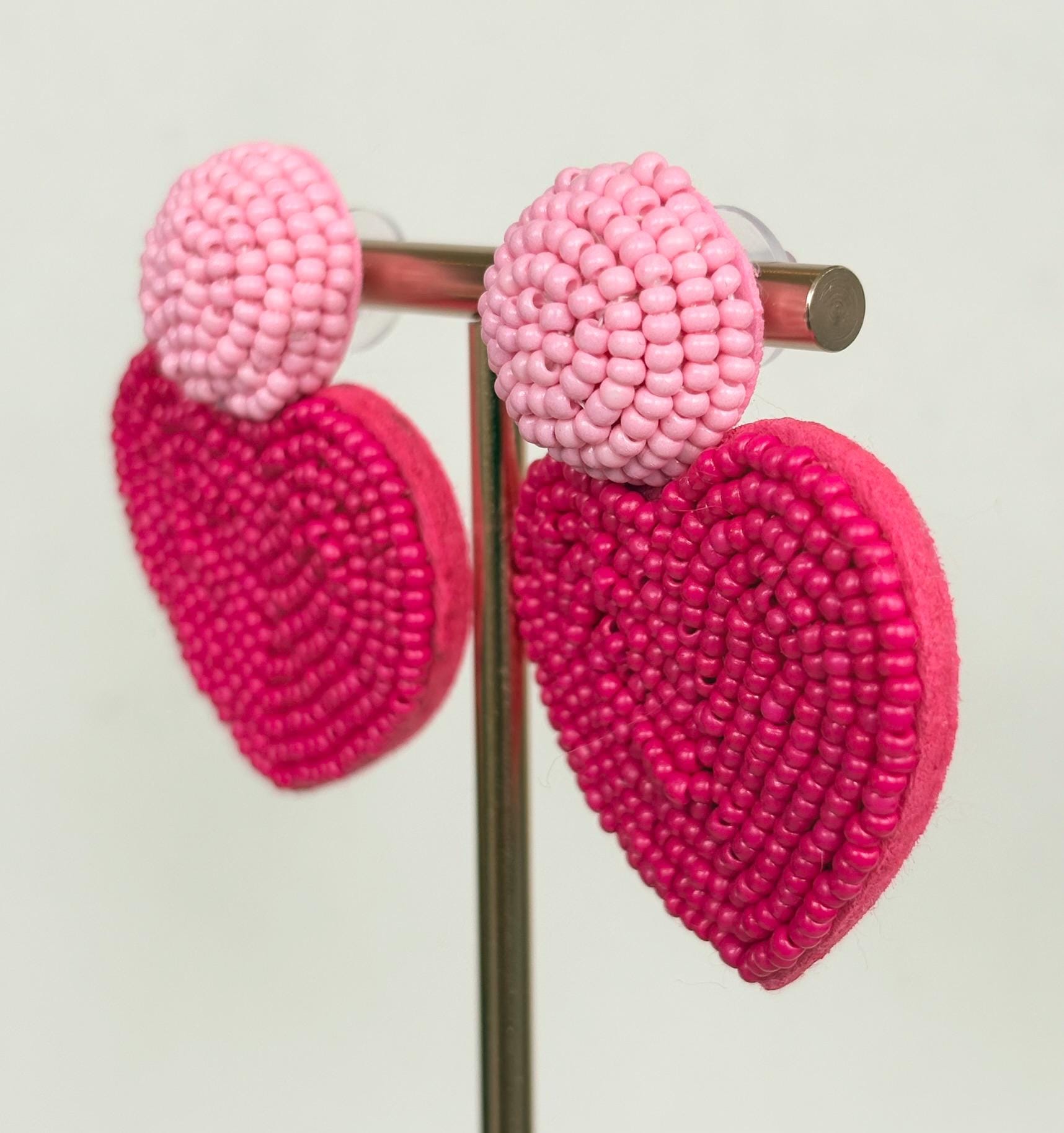 Pink Heart Drop Earrings