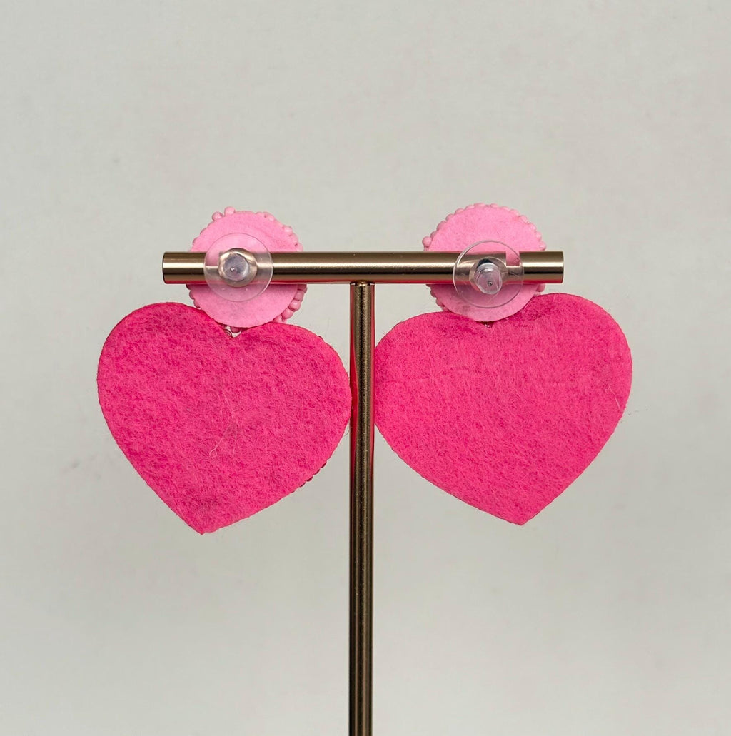 Pink Heart Drop Earrings