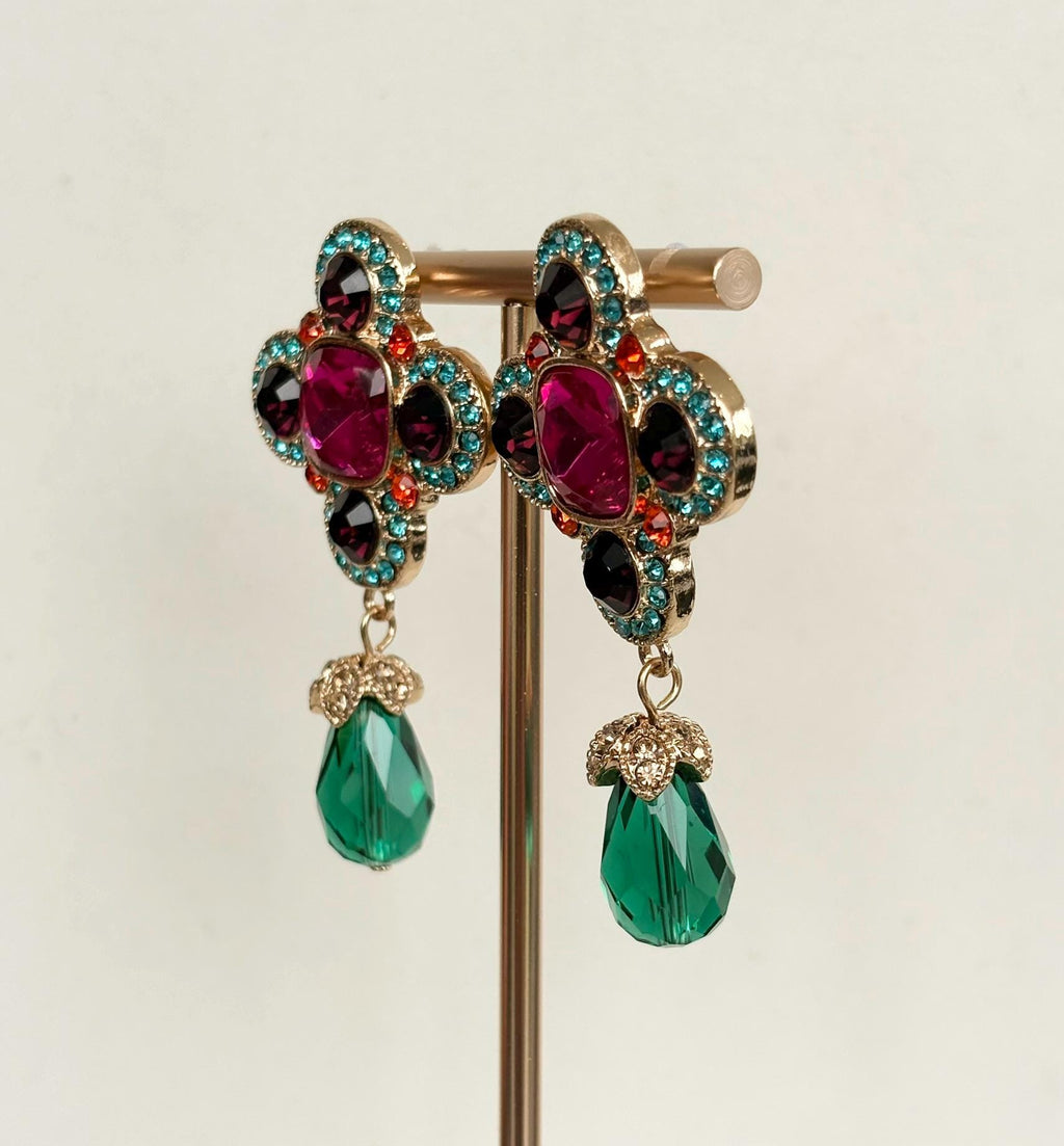 Jewelled Crystal Statement Drop Earrings
