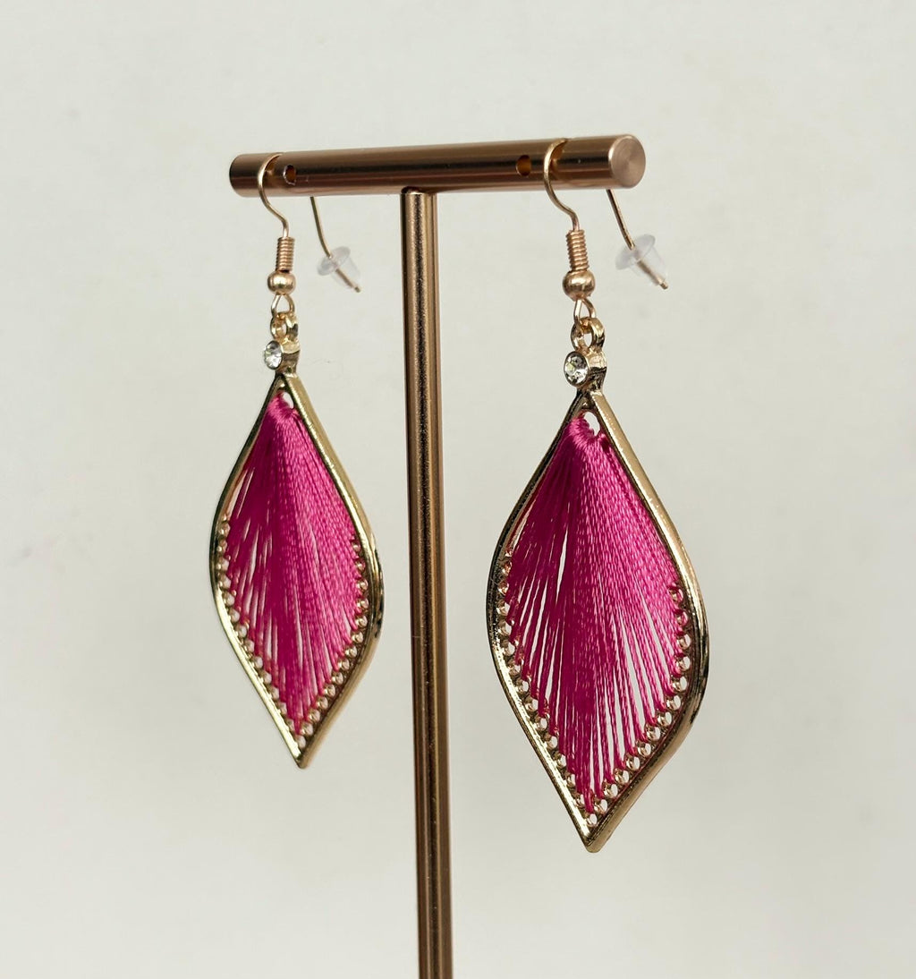 Fuchsia Pink Silk Petal Earrings