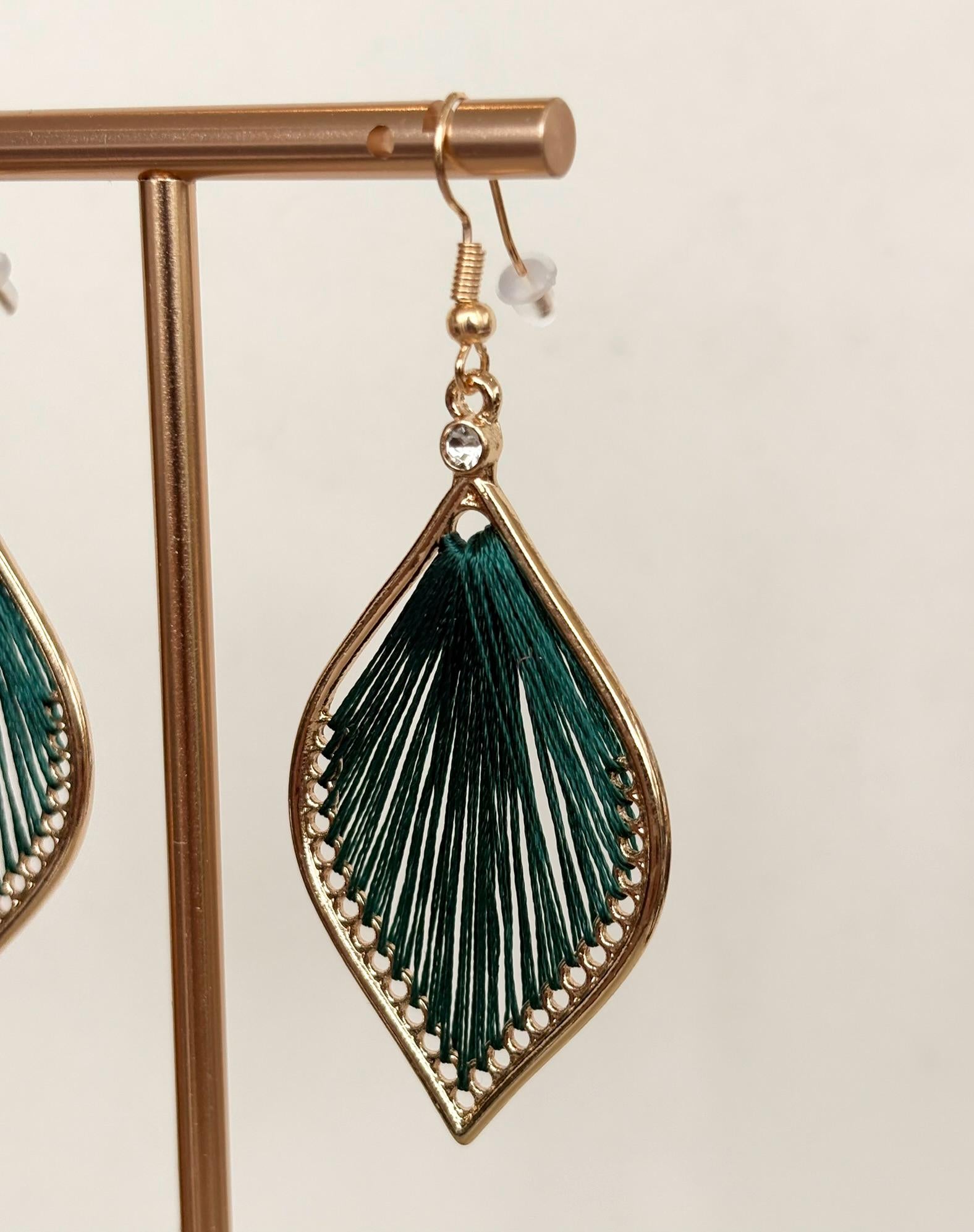 Emerald Silk Petal Earrings