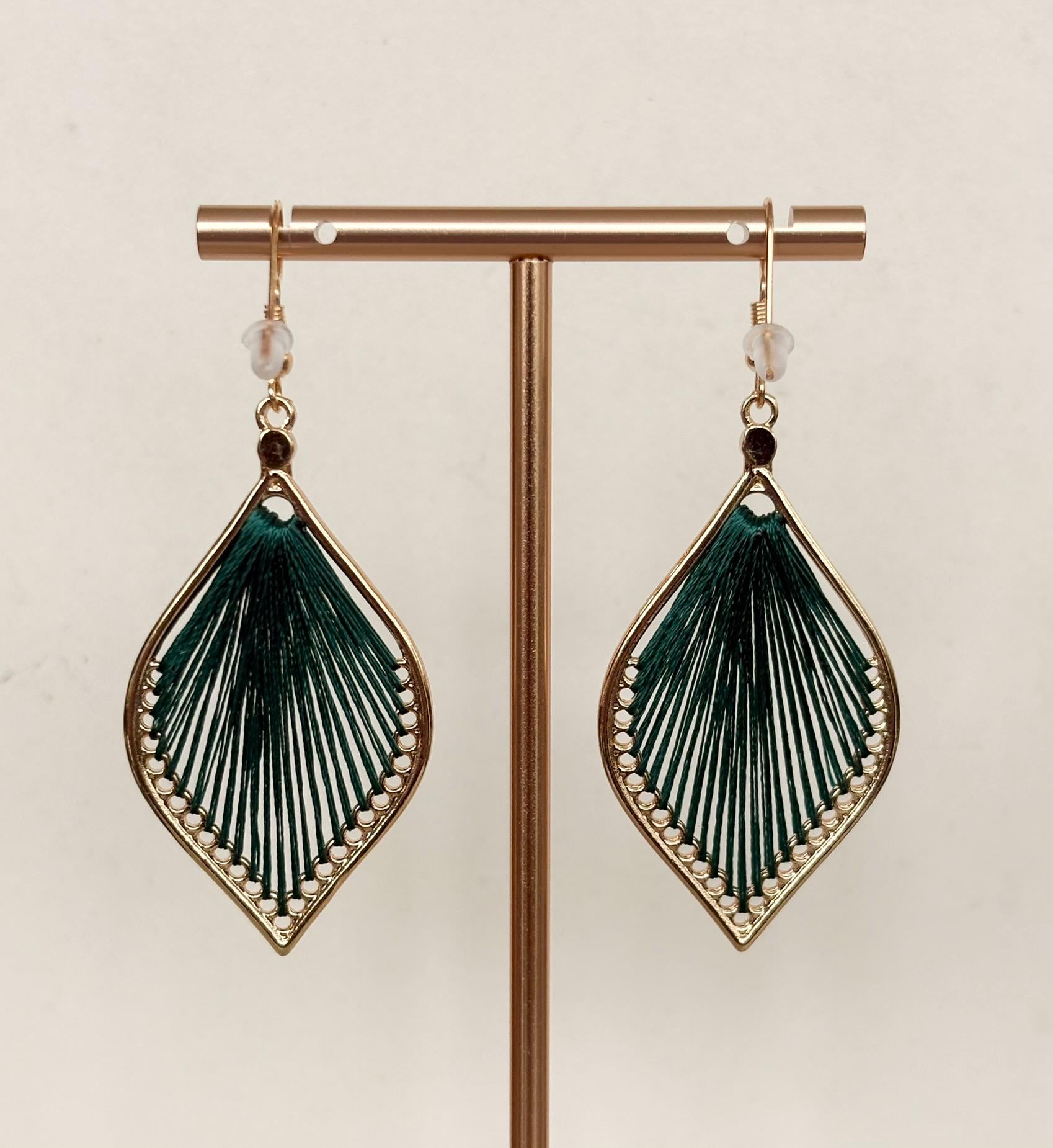 Emerald Silk Petal Earrings