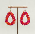 Sunset Pink & Orange Teardrop Beaded Earrings