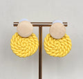 Natural Wood and Yellow Rope Drop Earrings