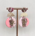 Soft Pink & Mauve Marbled Polymer Clay Earrings
