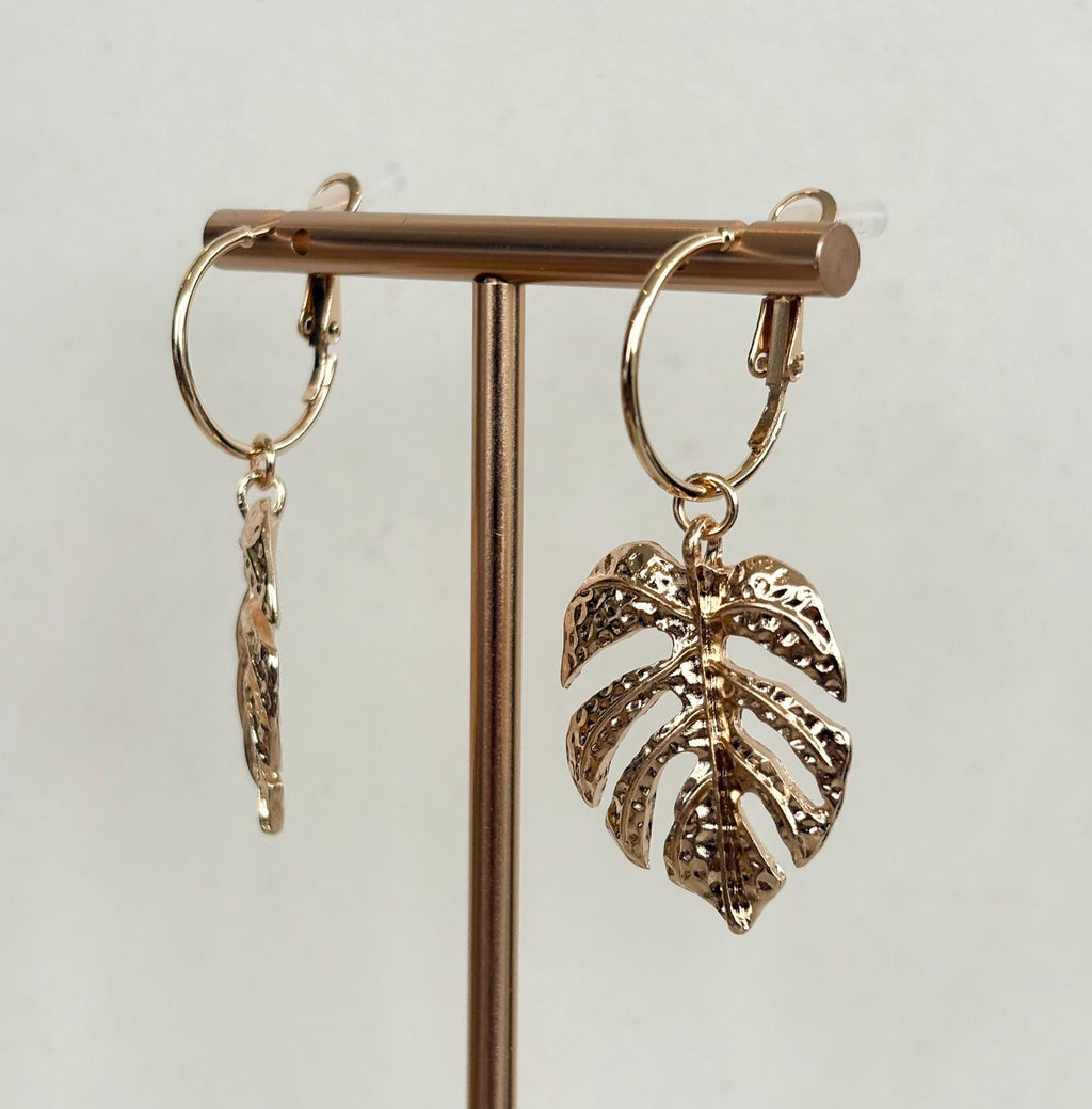 Botanical Gold Monstera Leaf Earrings