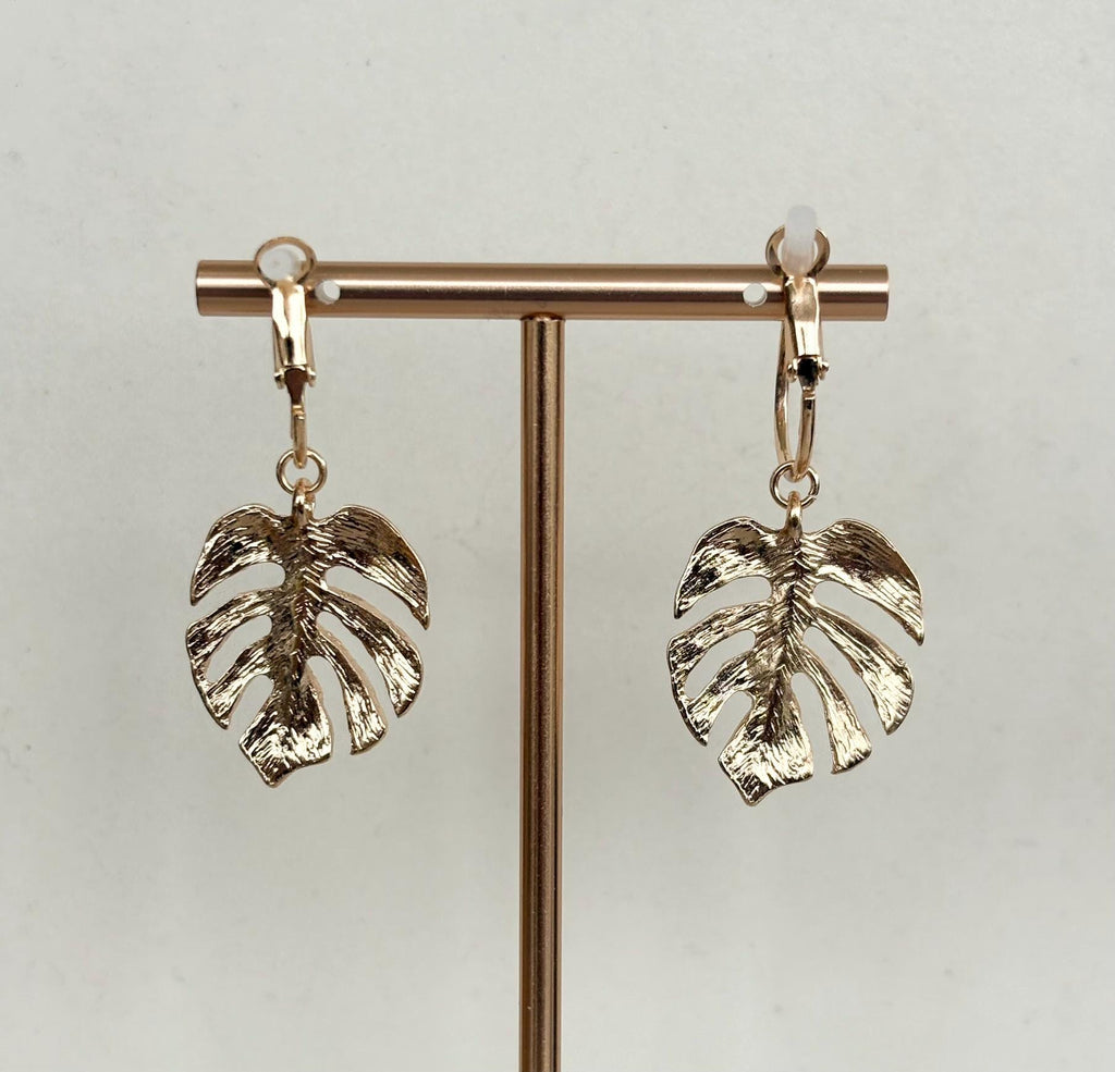 Botanical Gold Monstera Leaf Earrings
