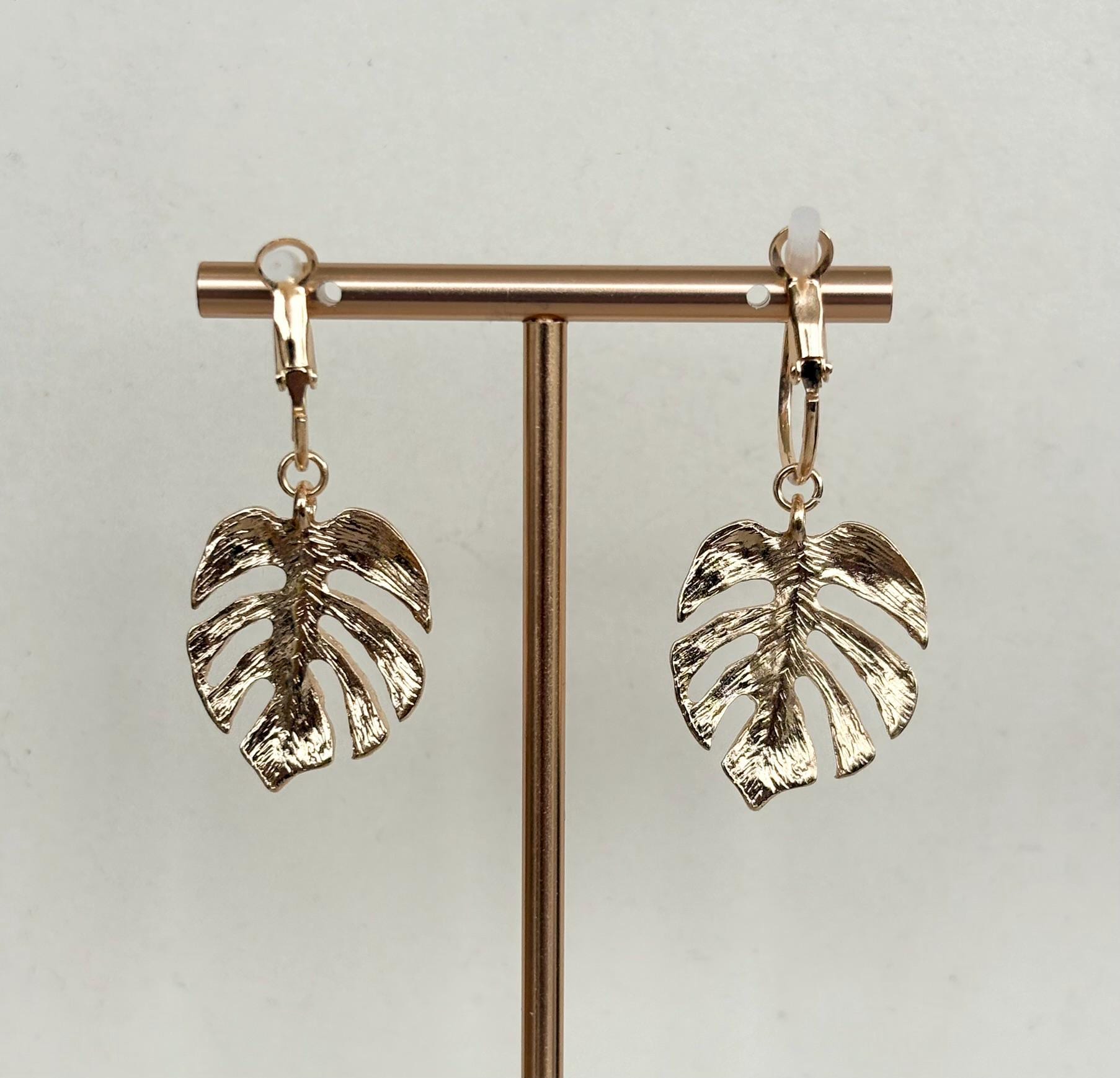 Botanical Gold Monstera Leaf Earrings