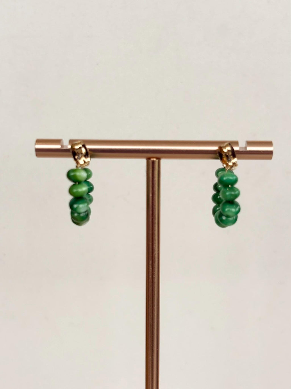 Jade Green Beaded Huggie Hoop Earrings