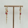 Gold Huggie Hoop Earrings with Mixed Gemstone Charms
