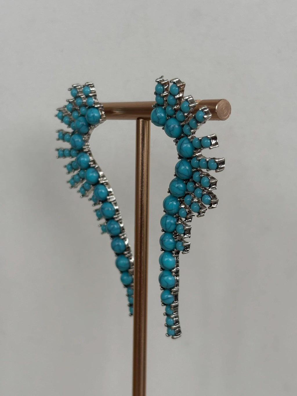 Silver and Turquoise Gemstone Statement Drop Earrings