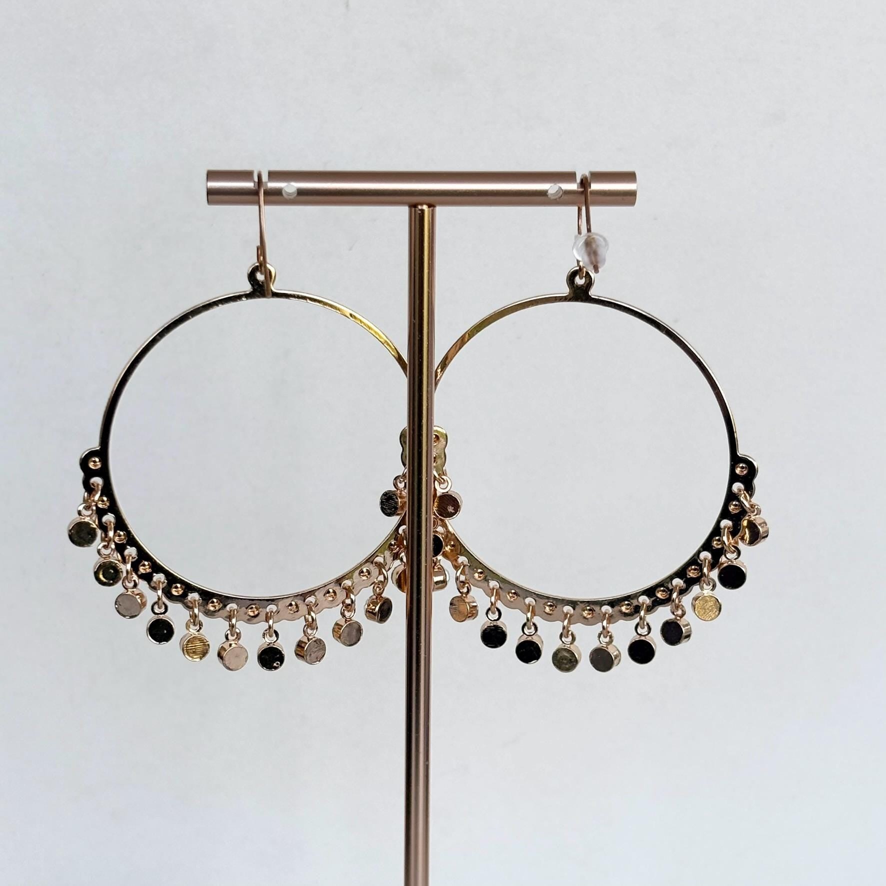 Large Gold Crystal Drops Hoop Earrings
