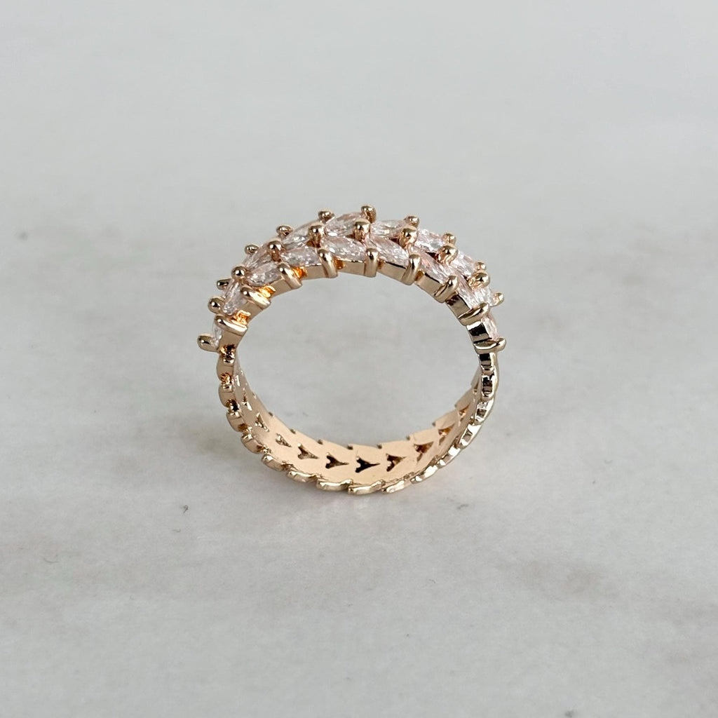 Botanical Gold Leaf Marquise Zircon Ring