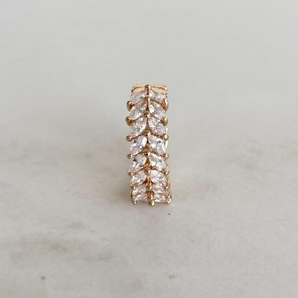 Botanical Gold Leaf Marquise Zircon Ring