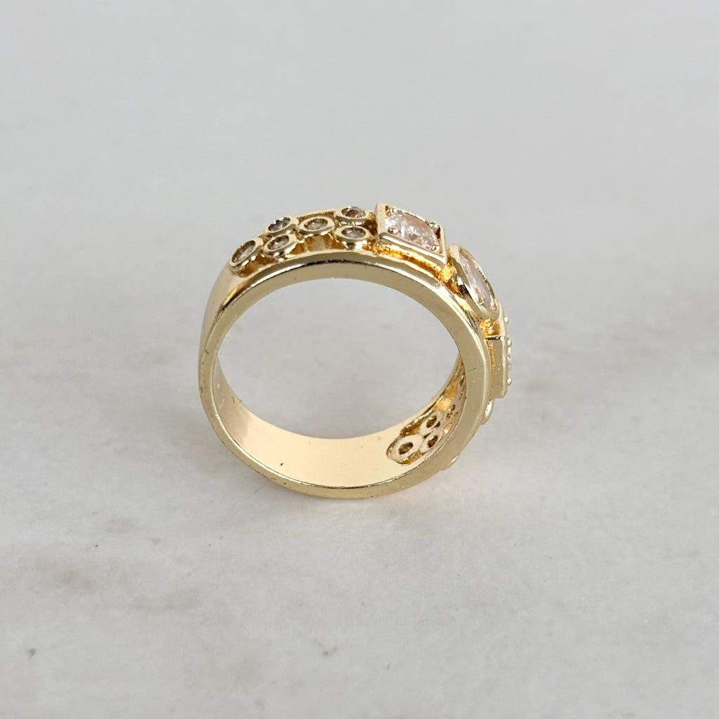 Gold Geometric Zircon Ring