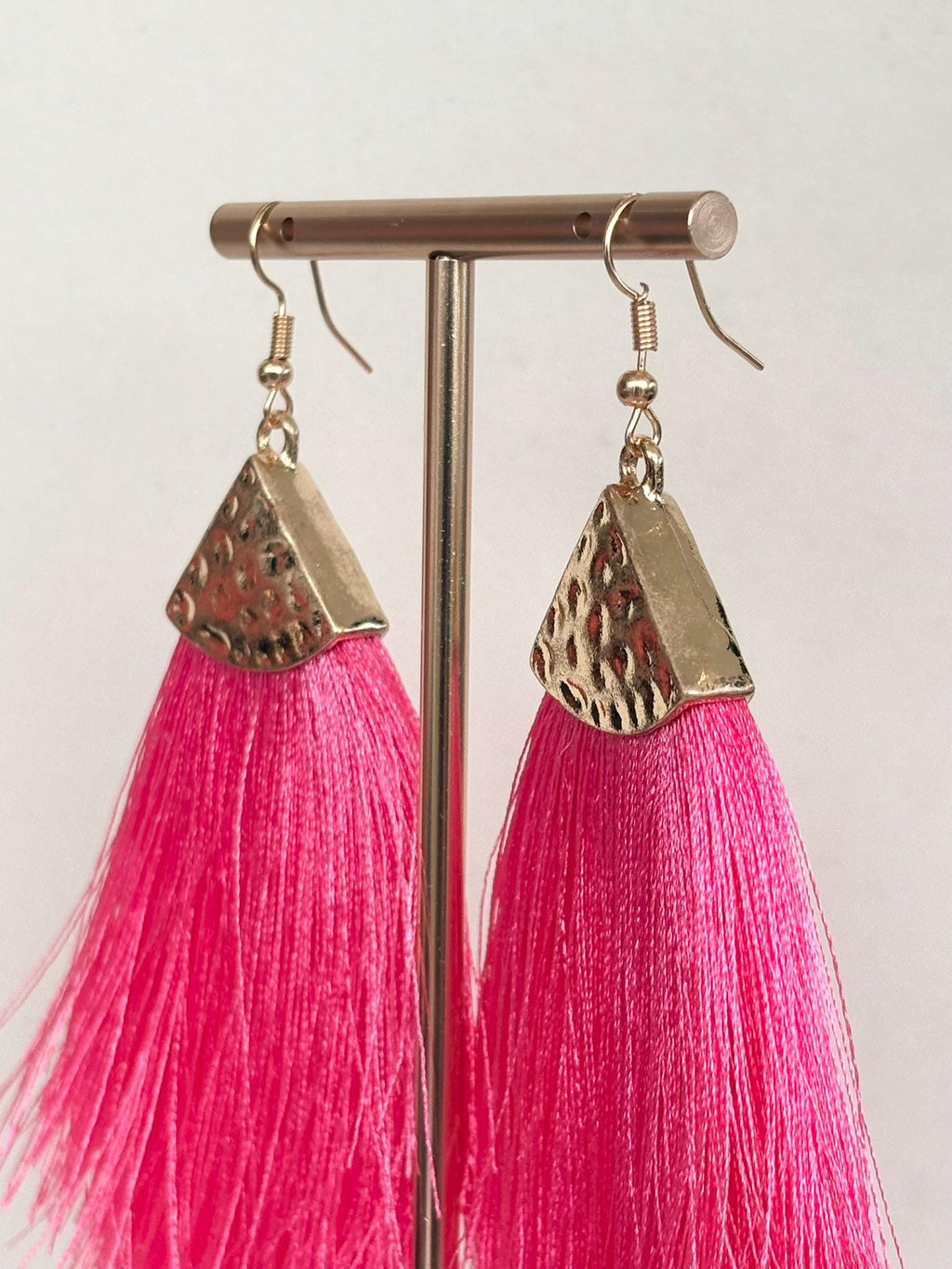Hot Pink Tassel Fringe Earrings