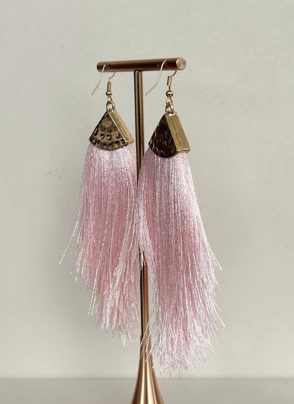 Baby Pink Tassel Fringe Earrings