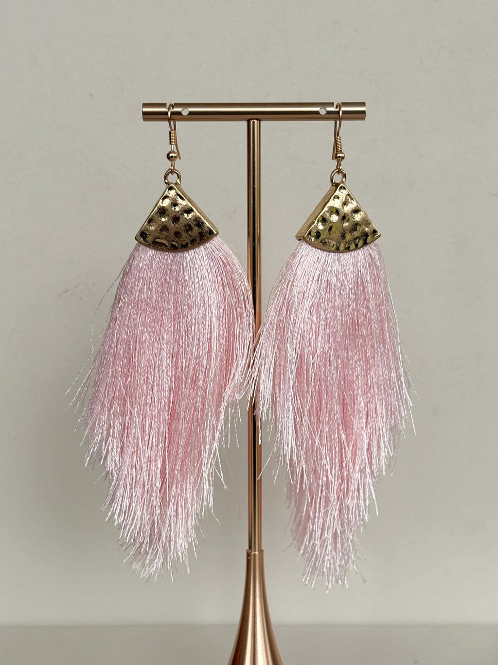 Baby Pink Tassel Fringe Earrings
