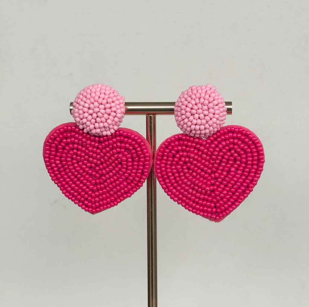 Pink Heart Drop Earrings