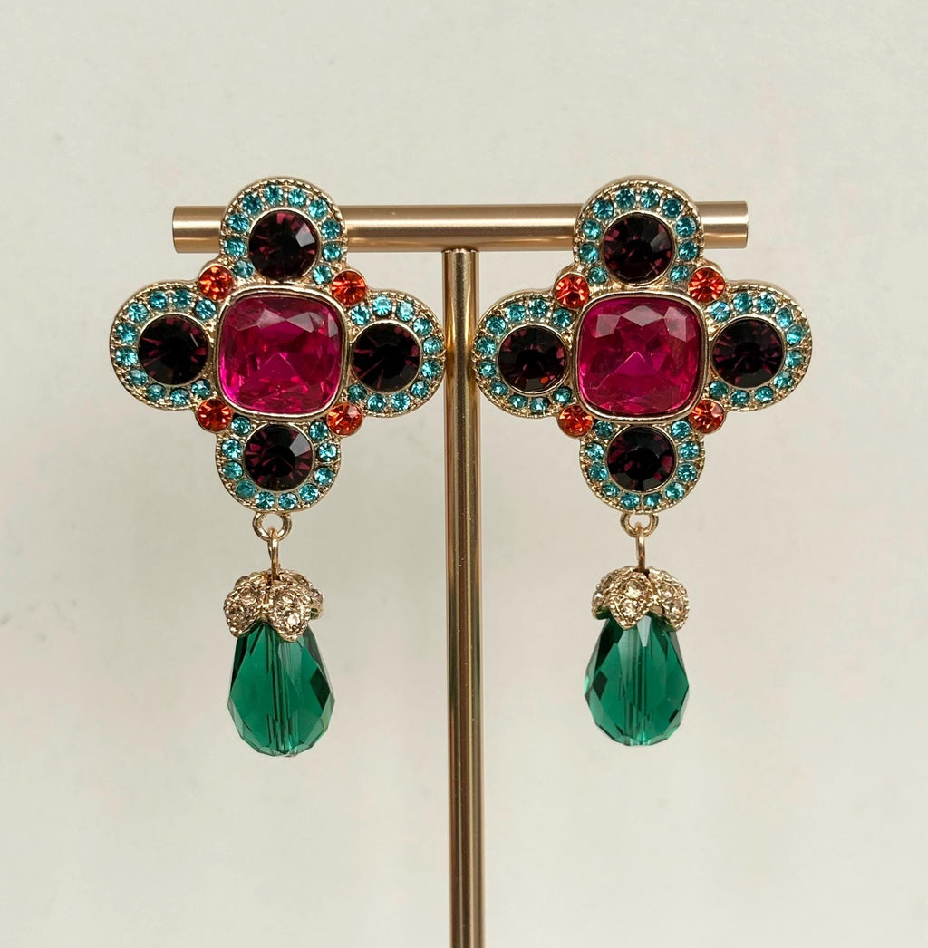 Jewelled Crystal Statement Drop Earrings