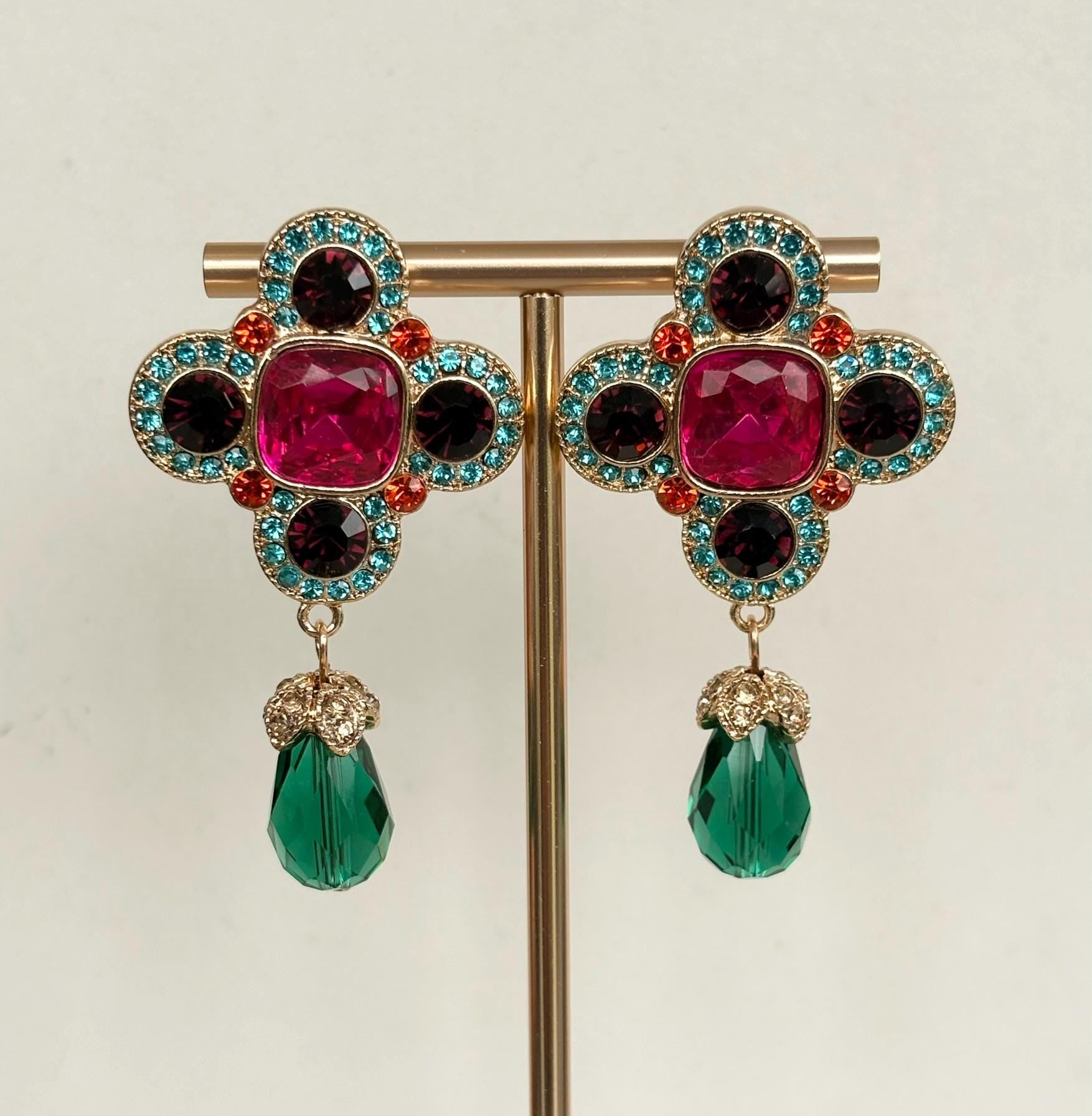 Jewelled Crystal Statement Drop Earrings