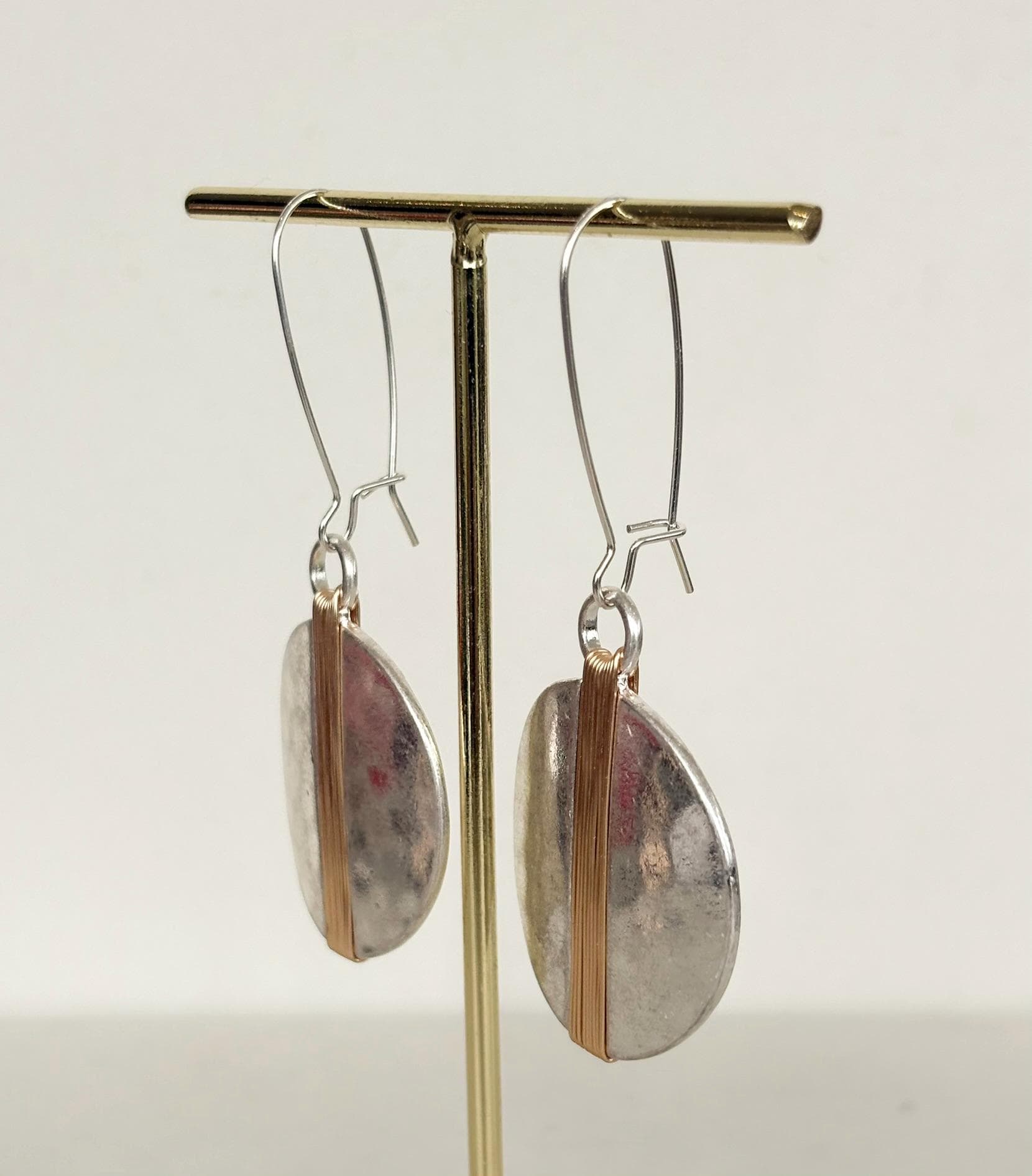 Silver Disc Earrings with Gold Sculptural Detail