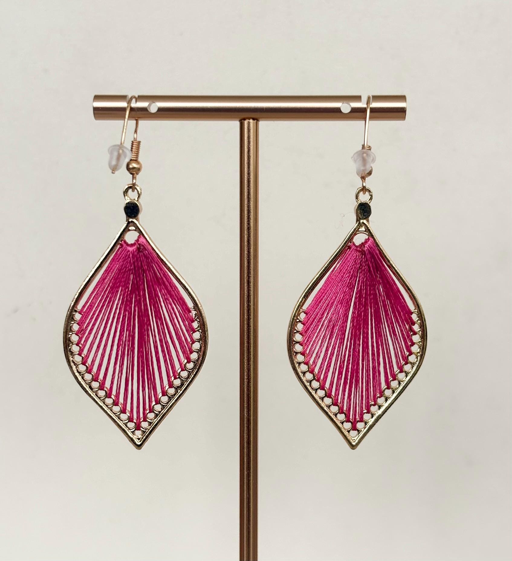 Fuchsia Pink Silk Petal Earrings