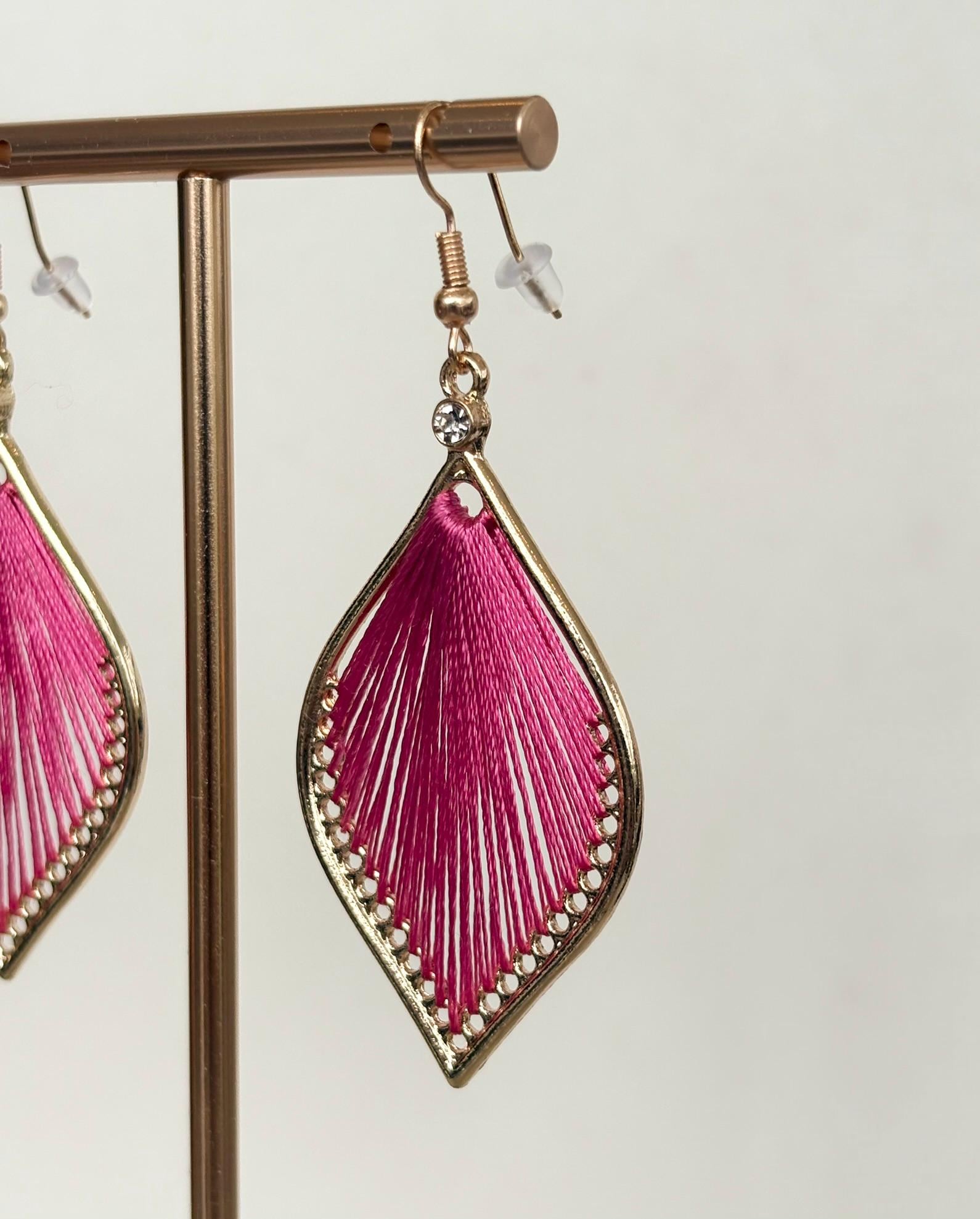 Fuchsia Pink Silk Petal Earrings