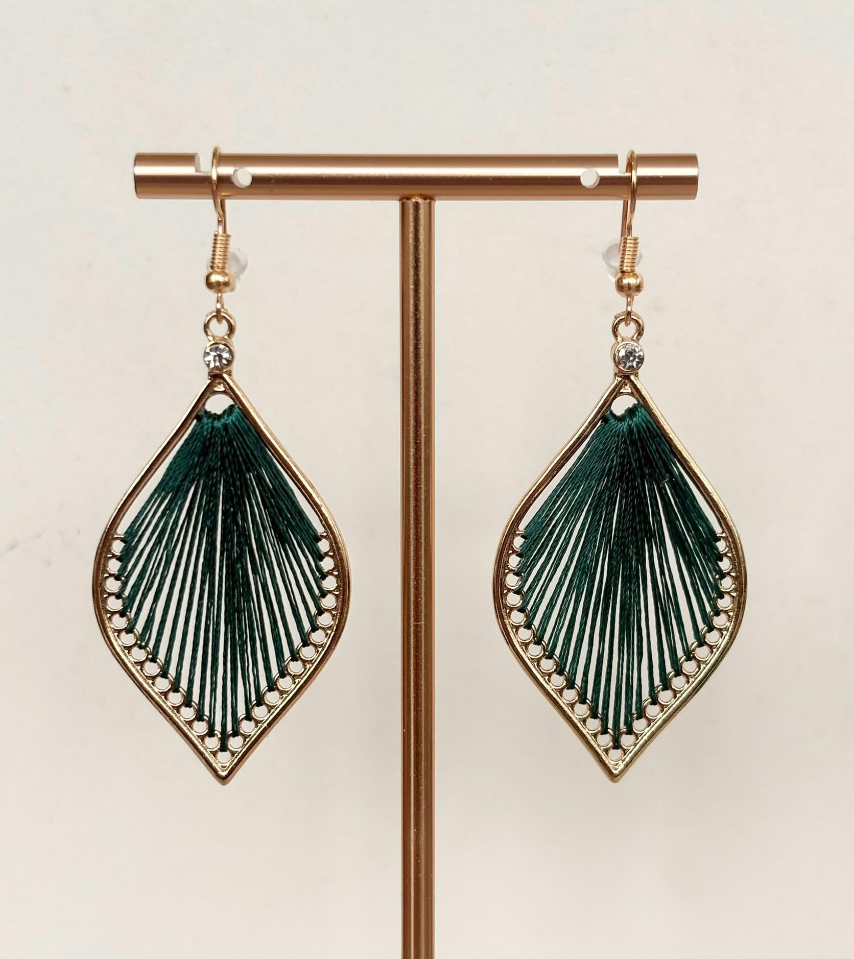 Emerald Silk Petal Earrings