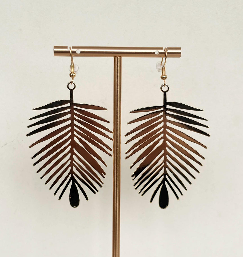 Gold Palm Leaf Earrings
