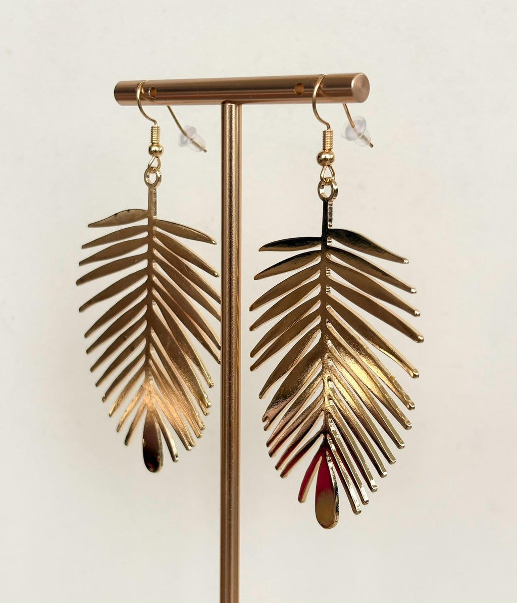 Gold Palm Leaf Earrings