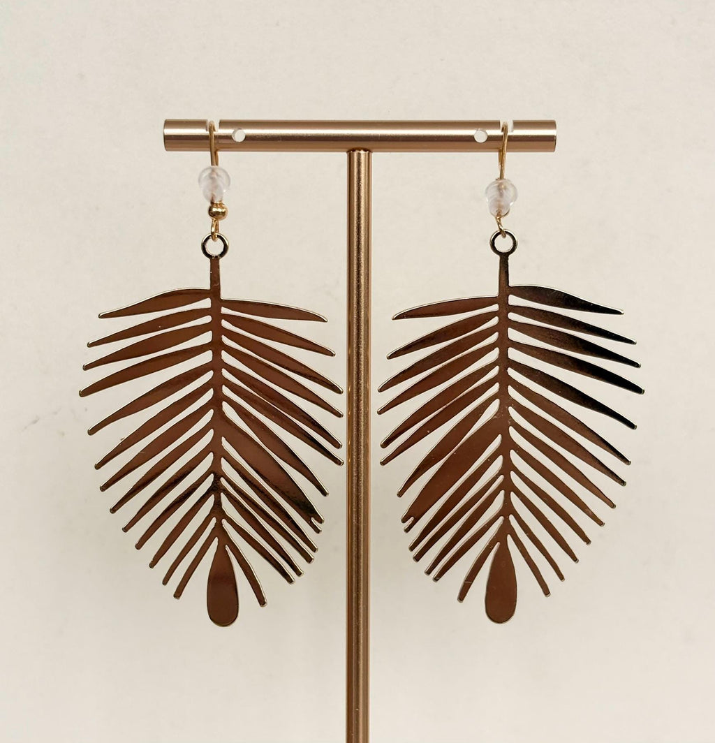 Gold Palm Leaf Earrings