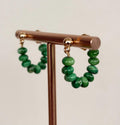 Jade Green Beaded Huggie Hoop Earrings