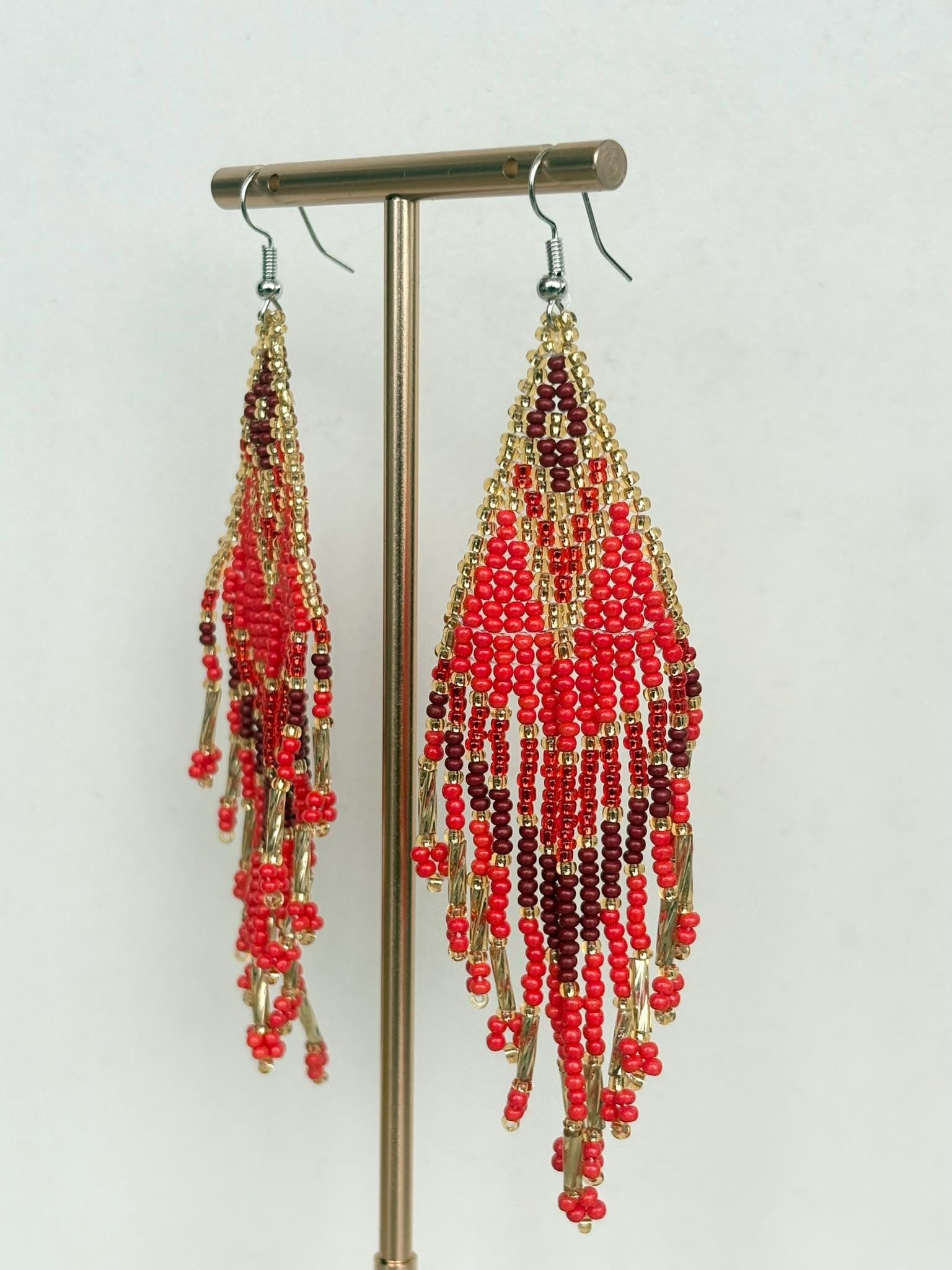 Desert Sunset Terracotta and Orange Beaded Festival Earrings