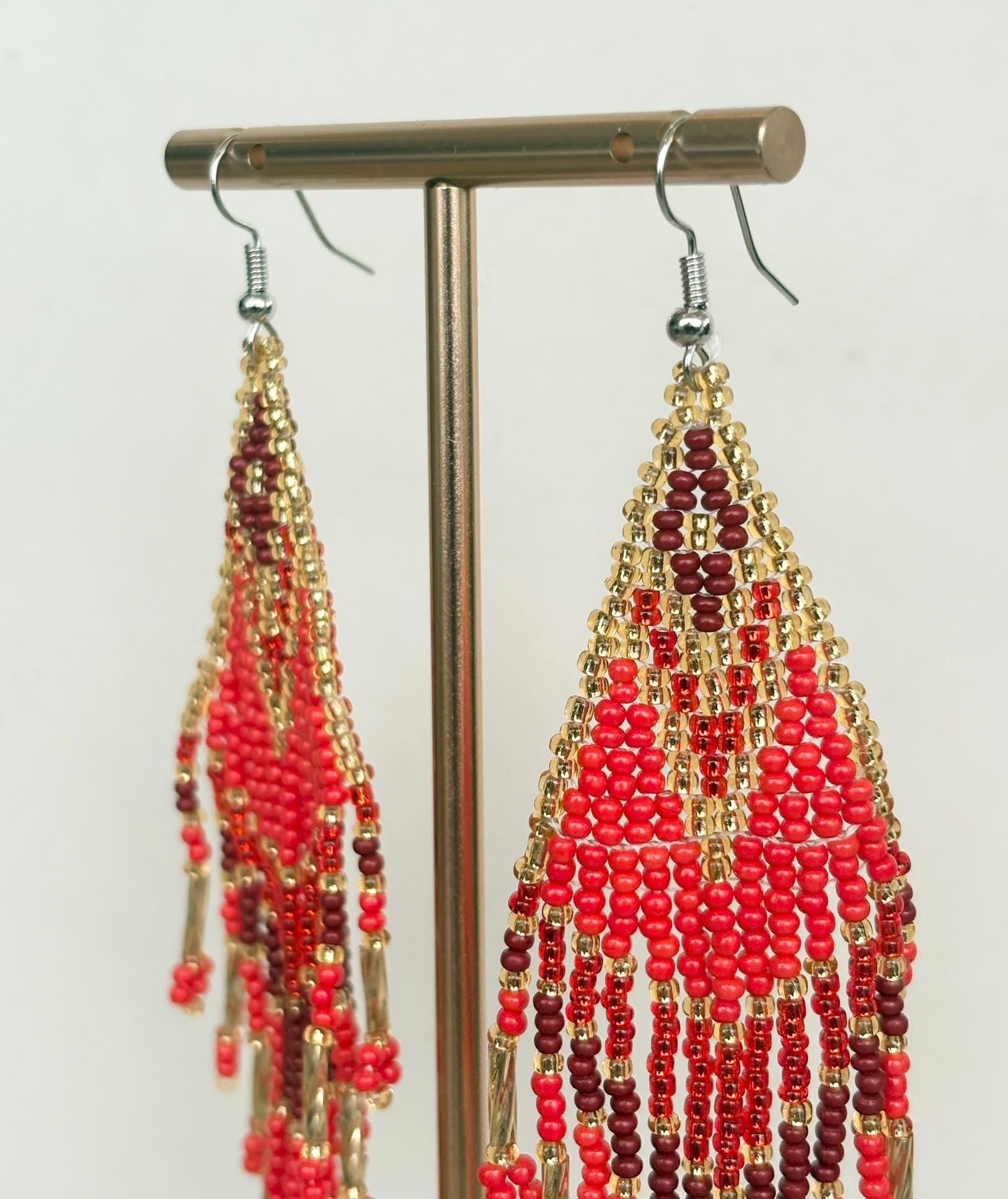 Desert Sunset Terracotta and Orange Beaded Festival Earrings