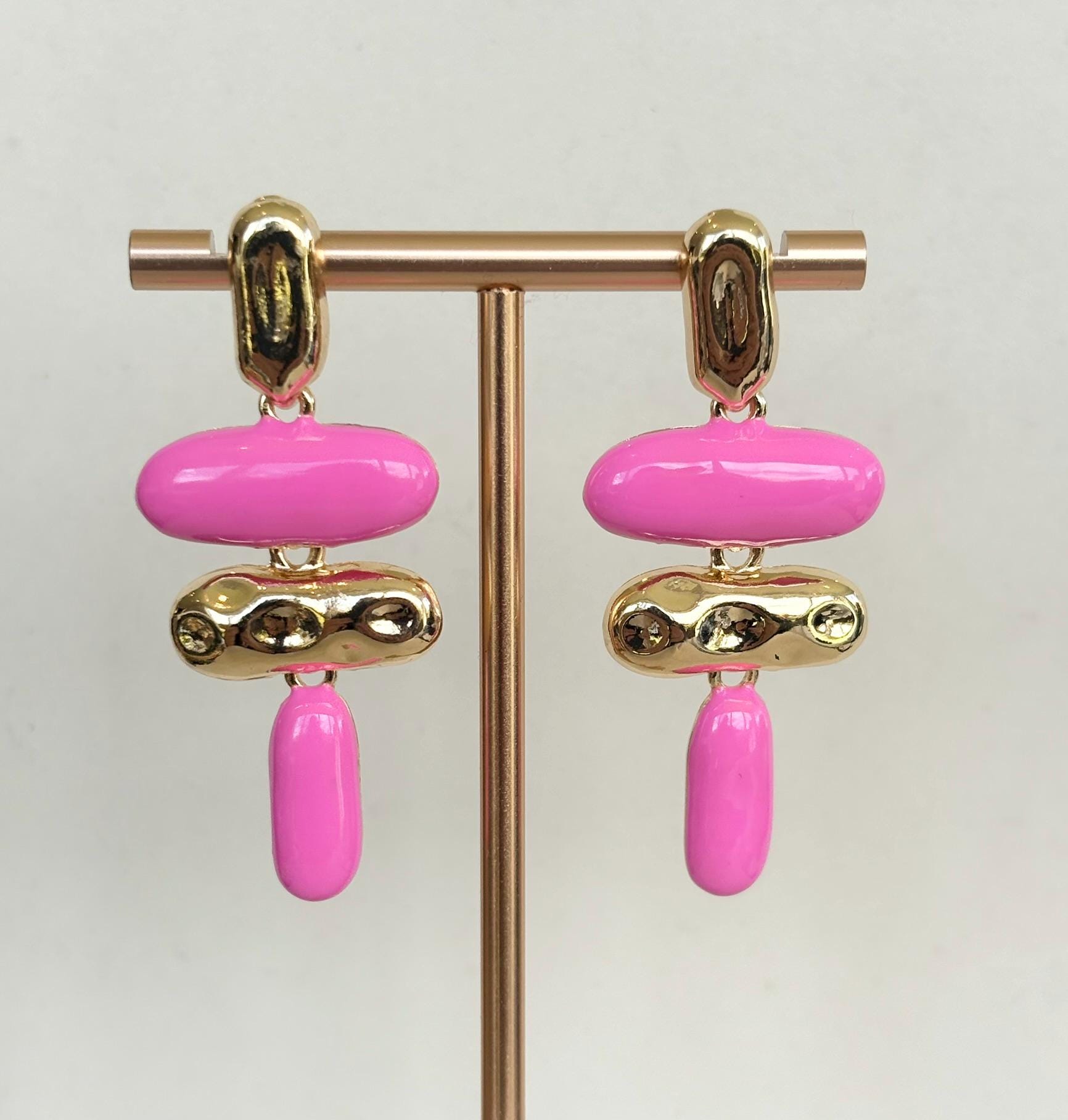Bubblegum Pink Baroque Resin Drop Earrings