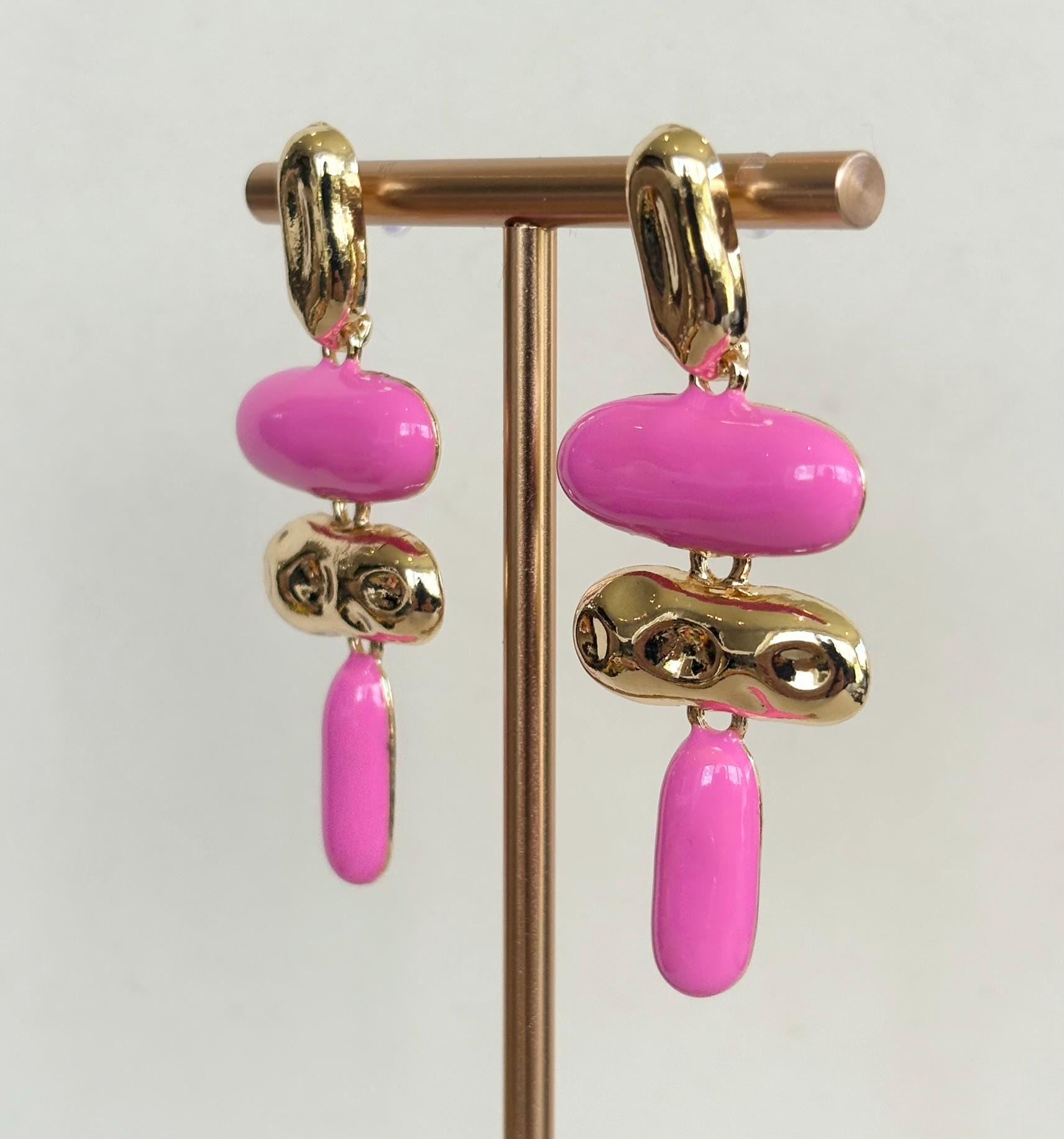 Bubblegum Pink Baroque Resin Drop Earrings