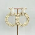 Beach House Cream Resin Rattan Hoop Drop Earrings