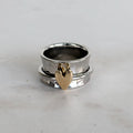 Hammered Silver and Gold Charm Ring