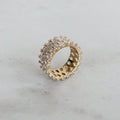 Gold Wide Band Eternity Ring with Zircon Crystal