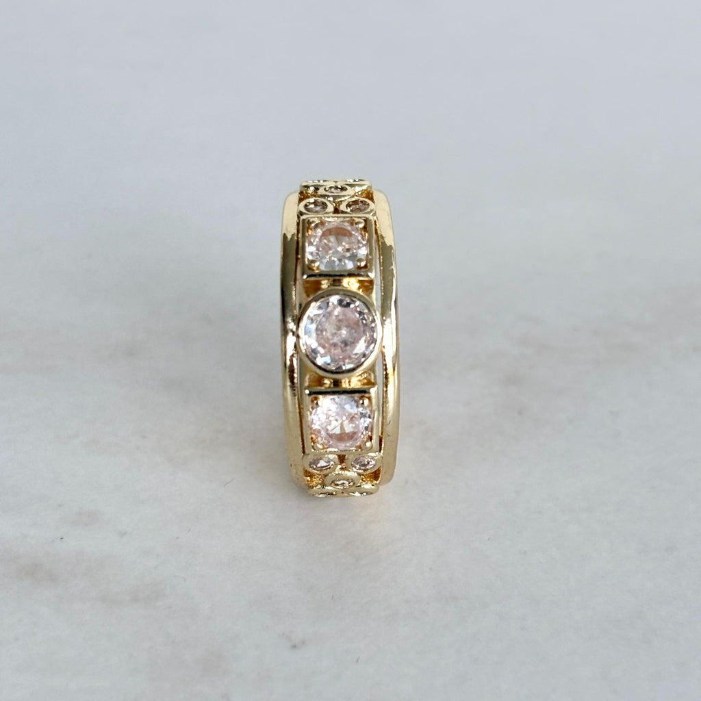 Gold Geometric Zircon Ring