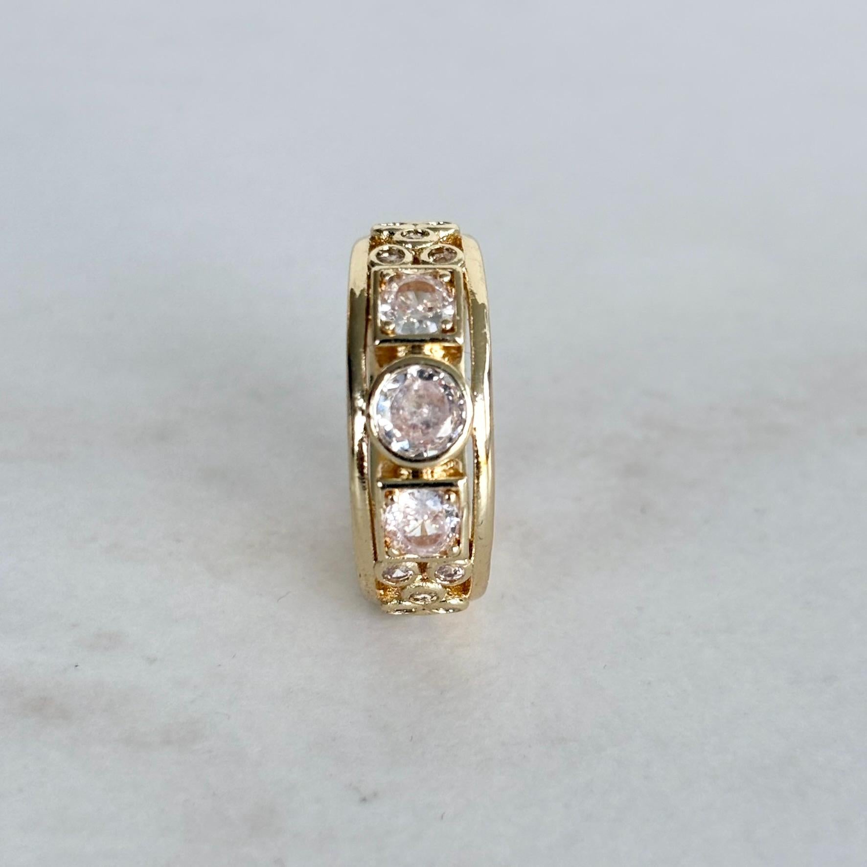 Gold Geometric Zircon Ring